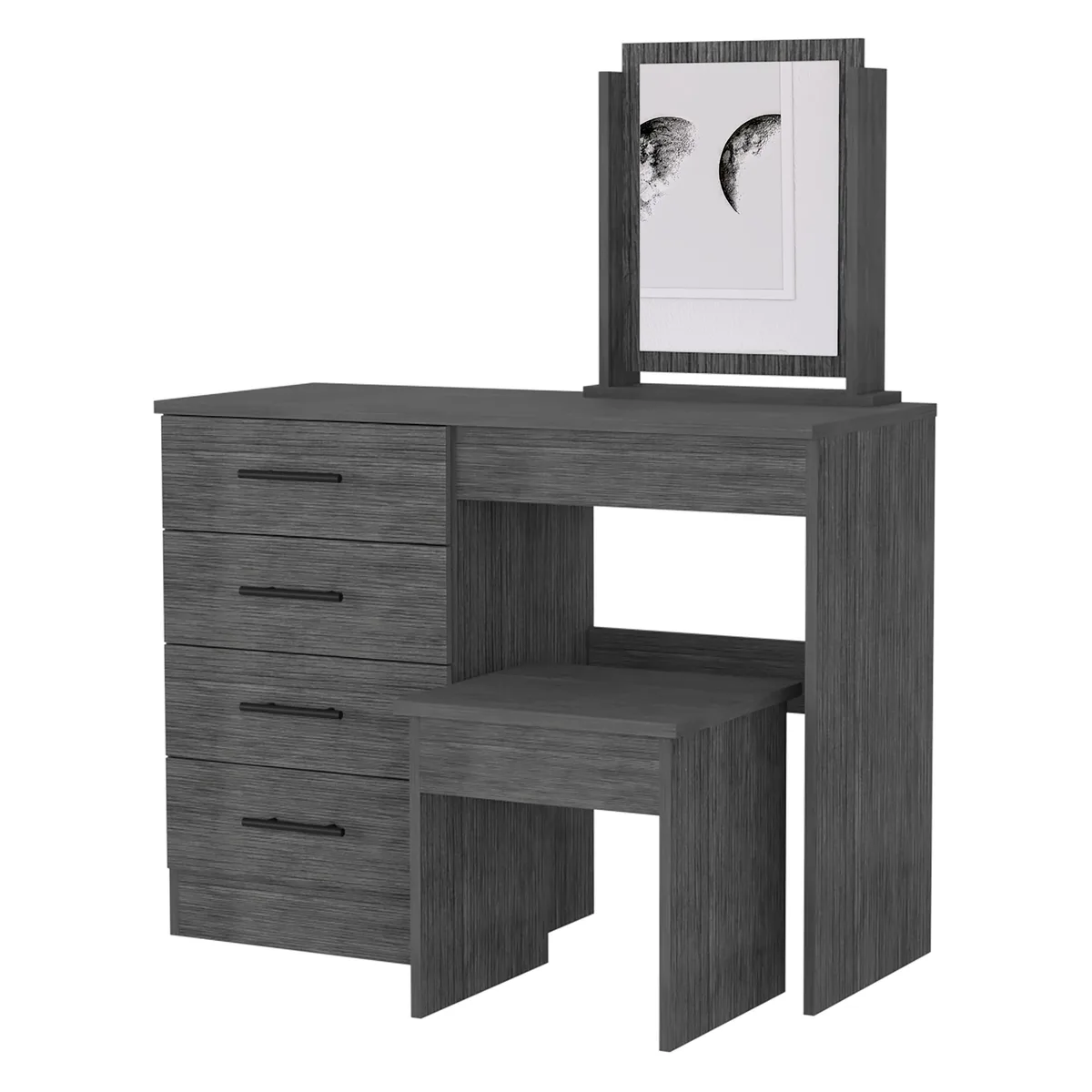 FM FURNITURE FM FURNITURE Merlot Makeup Dressing Table Stool Four Drawers — product photo