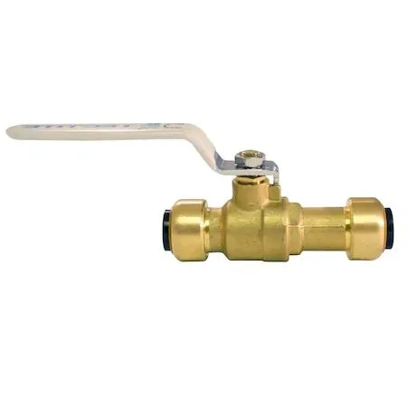 Brass push-to-connect slip ball valve, half-inch, shiny finish