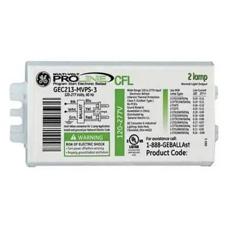 Rectangular electronic ballast in matte white finish