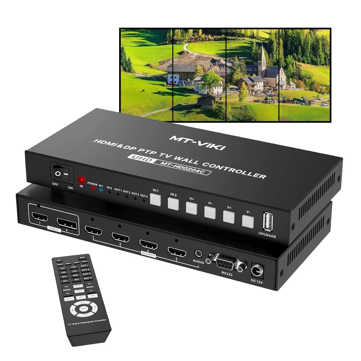 Vszerda Vszerda 2×2 Video Wall Controller 4K@60Hz HDMI+DP 90°/180°/270° rotation — product photo