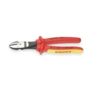 Red and yellow insulated diagonal cutter, 8 inch overall length, chrome vanadium steel jaws