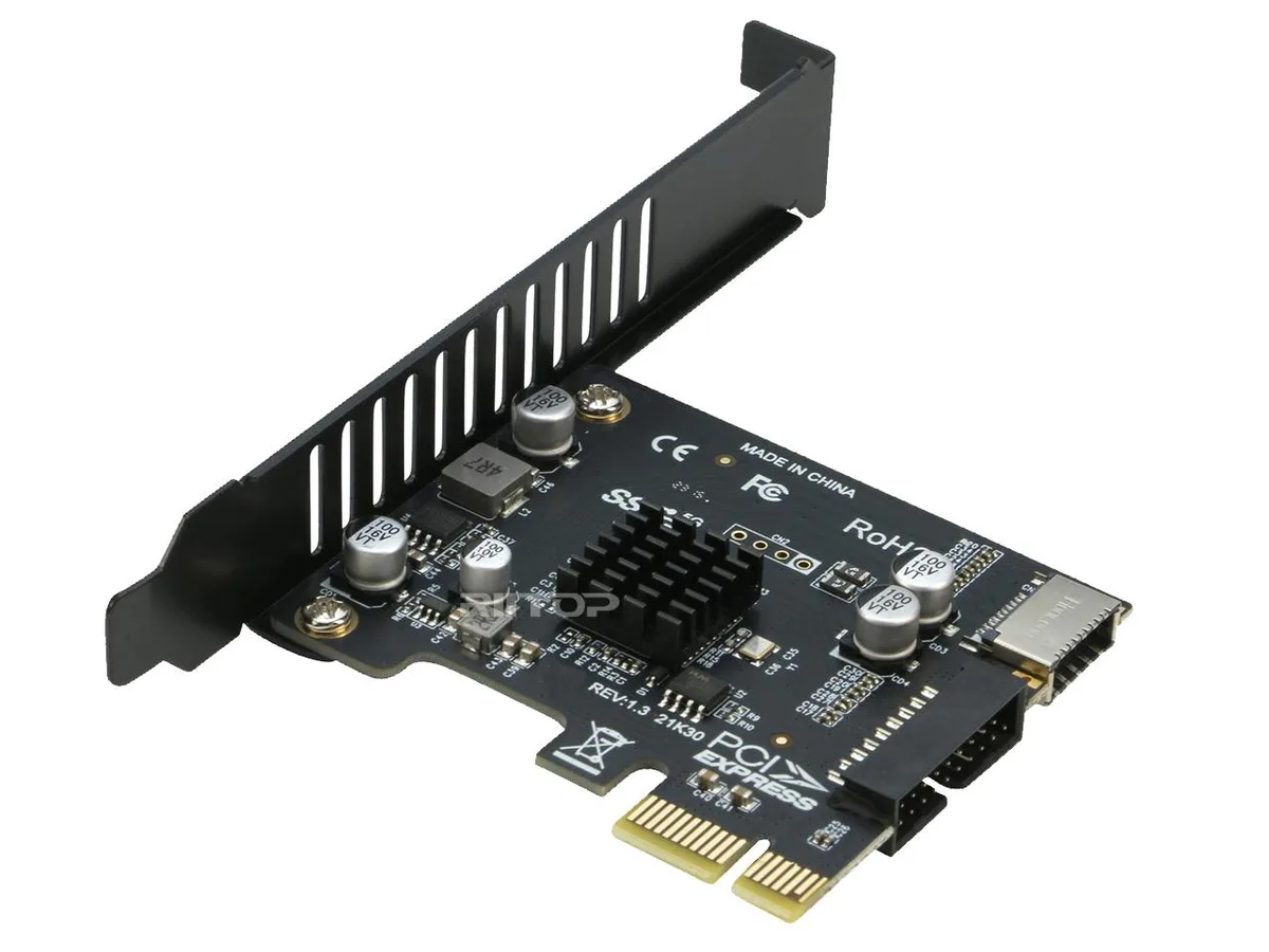 RIITOP RIITOP PCIe x1 to USB 3.2 Gen1 20-pin Type-E + USB 3.0 19-pin Expansion Card — product photo