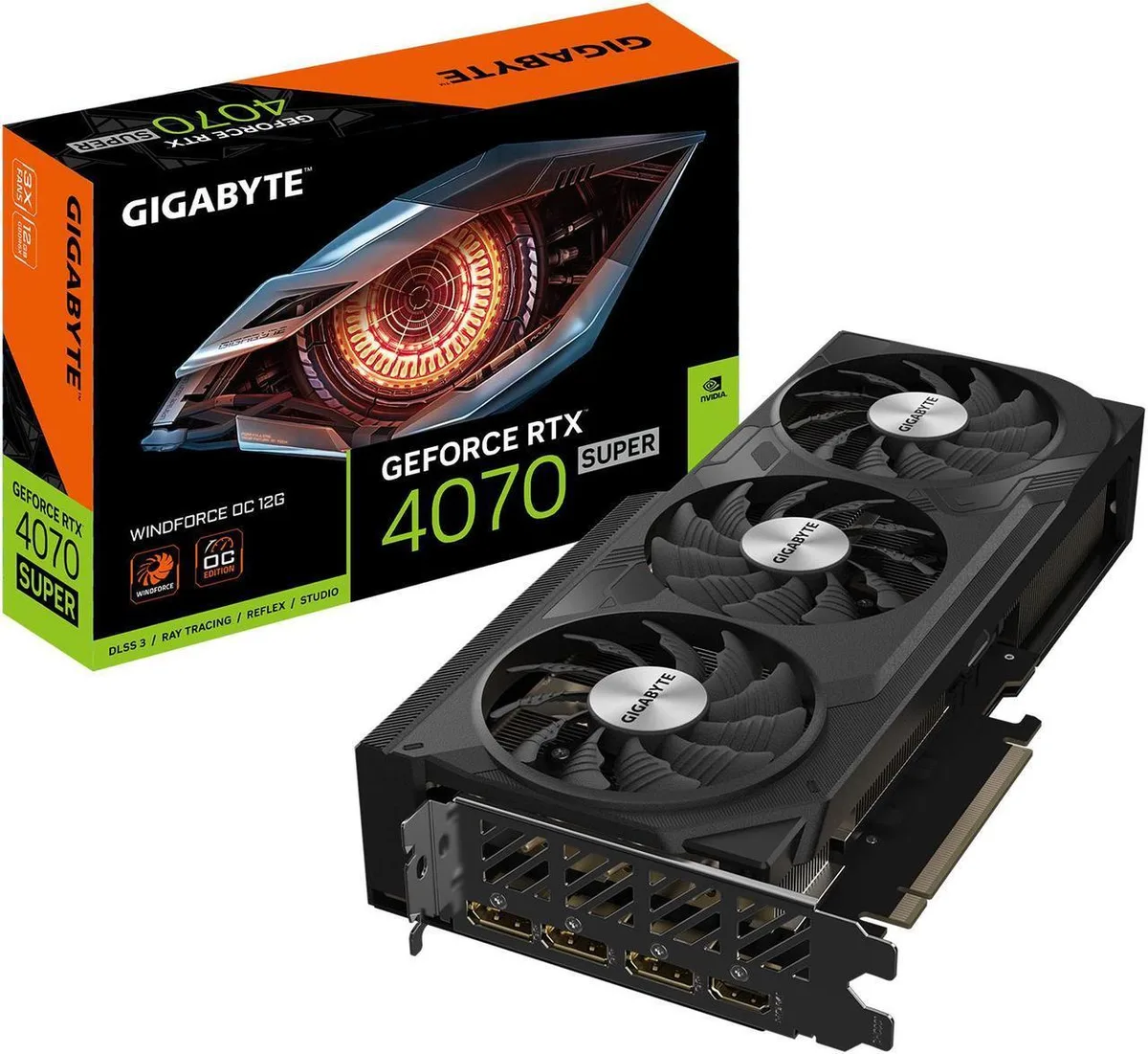 GIGABYTE GIGABYTE GeForce RTX 4070 SUPER WINDFORCE OC 12G graphics card — product photo