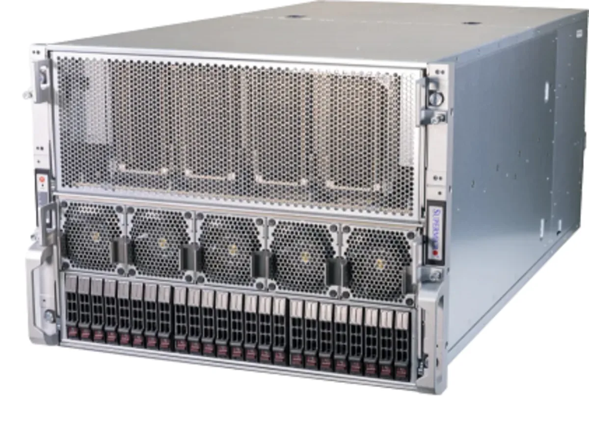 Supermicro Supermicro AS-8125GS-TNHR barebone server 8U 8-GPU 24 DIMM 12 NVMe 2.5 SATA 8 PCIe 5.0 — product photo
