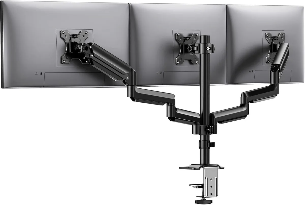 PISKEKAT PISKEKAT Triple Monitor Mount 13-27in Gas Spring 17.6lbs VESA 75x75 100x100 — product photo