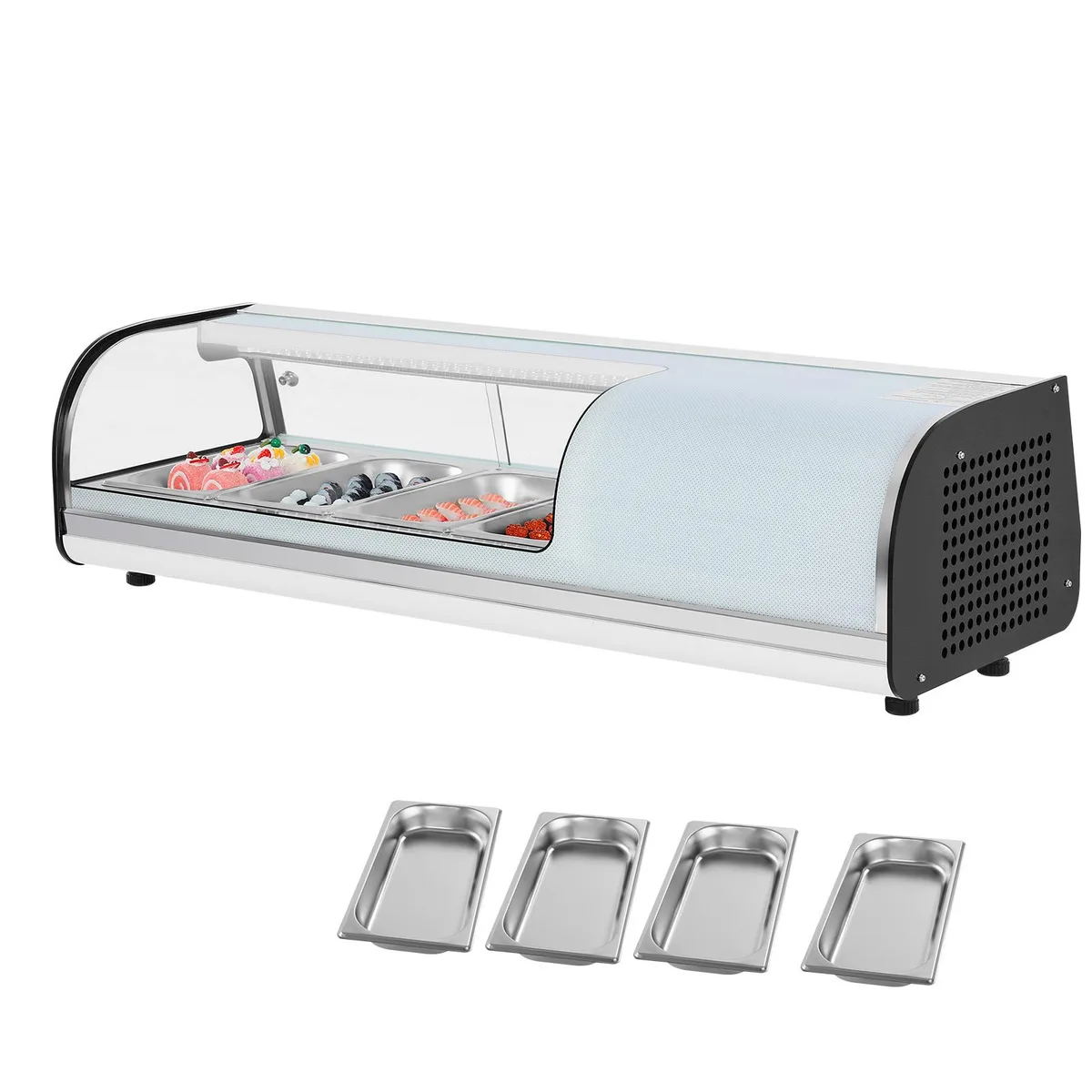VEVOR VEVOR Sushi Display Case 1.5 Cu.ft 4-Pan Curved Glass LED Digital Control — product photo