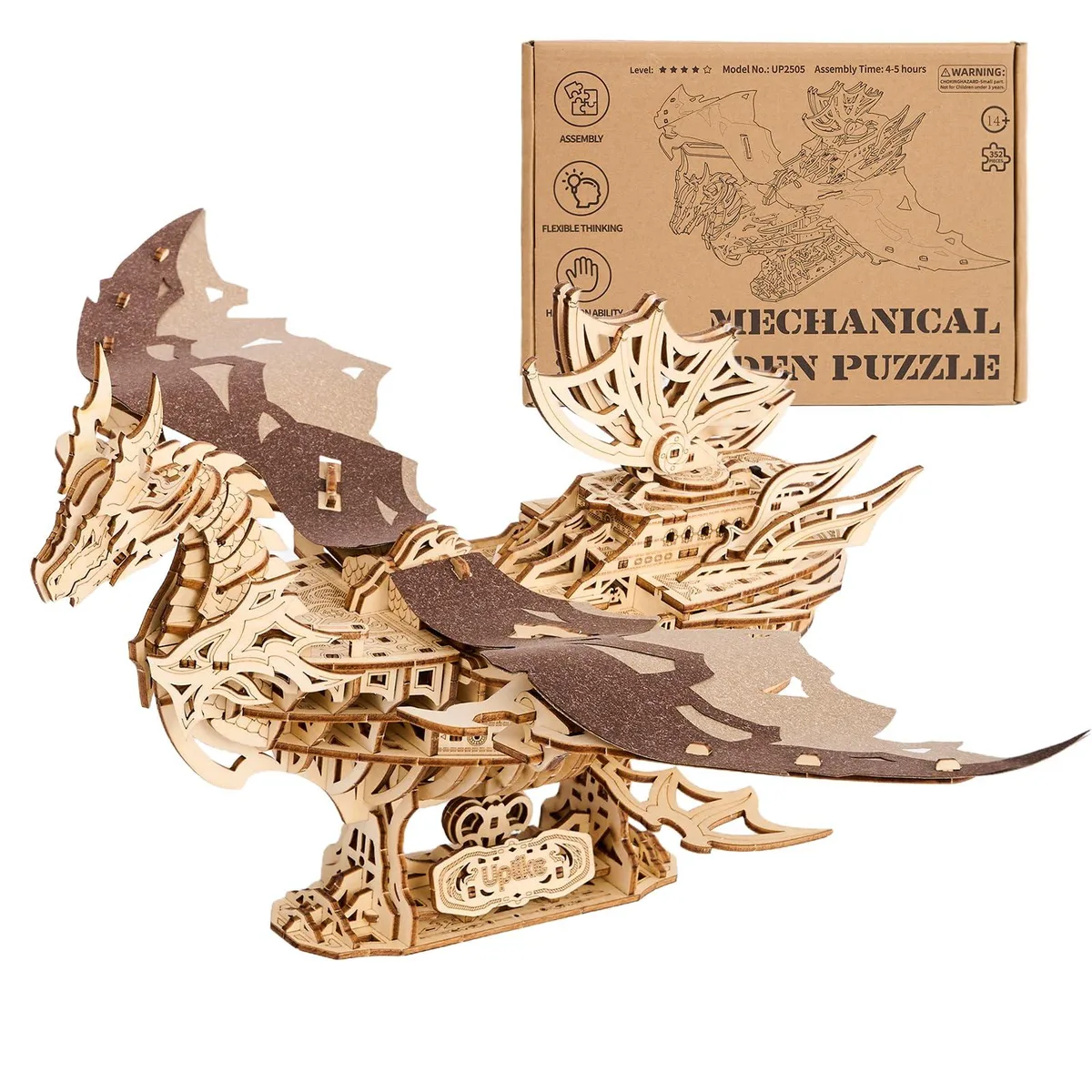  Uplike 3D Wooden Puzzle Dragon Ship 352pcs — product photo