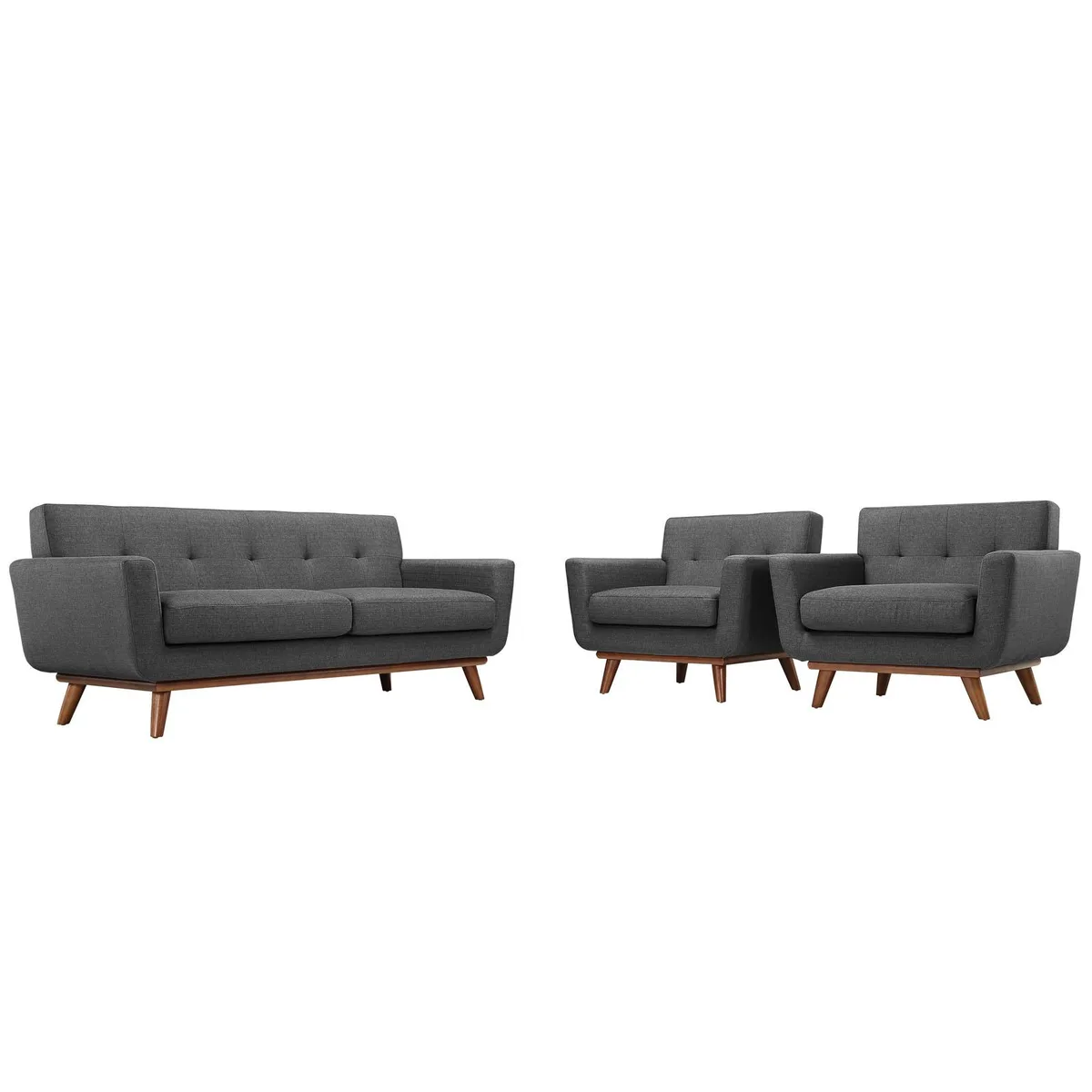 Modway Furniture Modway Furniture Engage Armchairs and Loveseat Set of 3 Gray — product photo