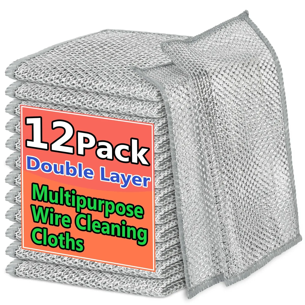 Twelve white square wire mesh cloths, double-layer, 7.87 inches each