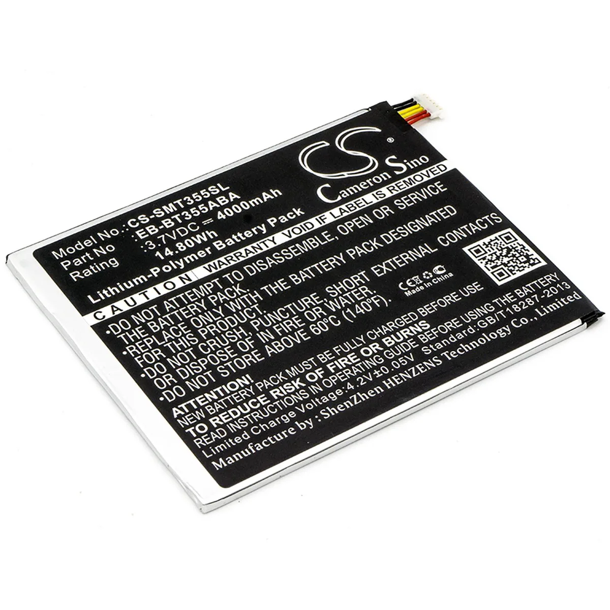 Cameron &amp; Co Cameron &amp; Co DS-CS-SMT355SL 4000mAh 3.7V Li-Polymer Battery Black — product photo