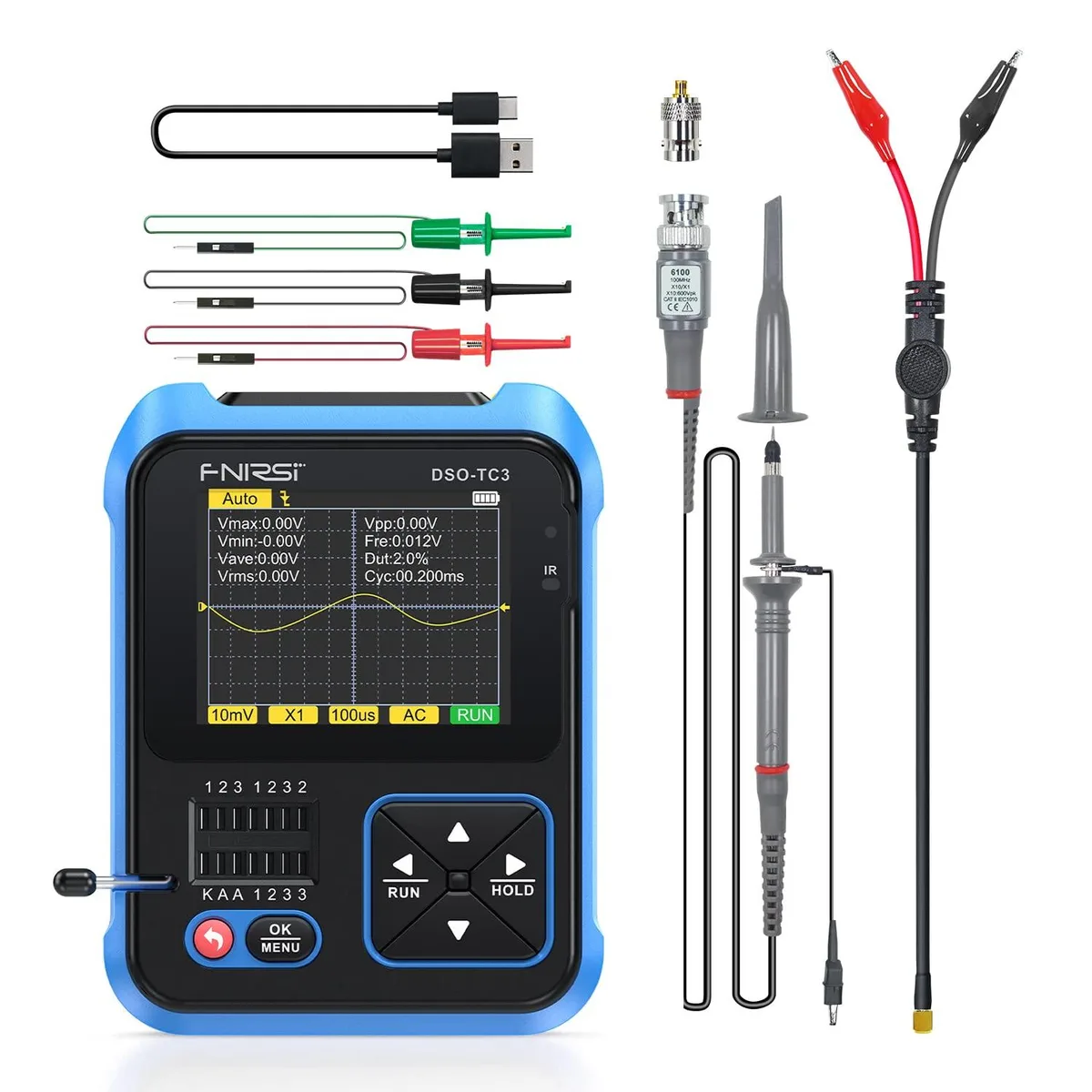 WUQ WUQ DSO-TC3 3-in-1 Handheld Oscilloscope &amp; Signal Generator &amp; Transistor Tester — product photo