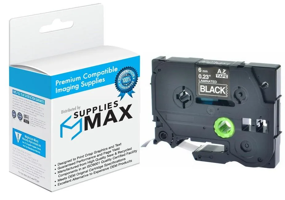 SuppliesMax SuppliesMax TZE-315 White on Black Laminated Label Tape 36mm x 8m — product photo