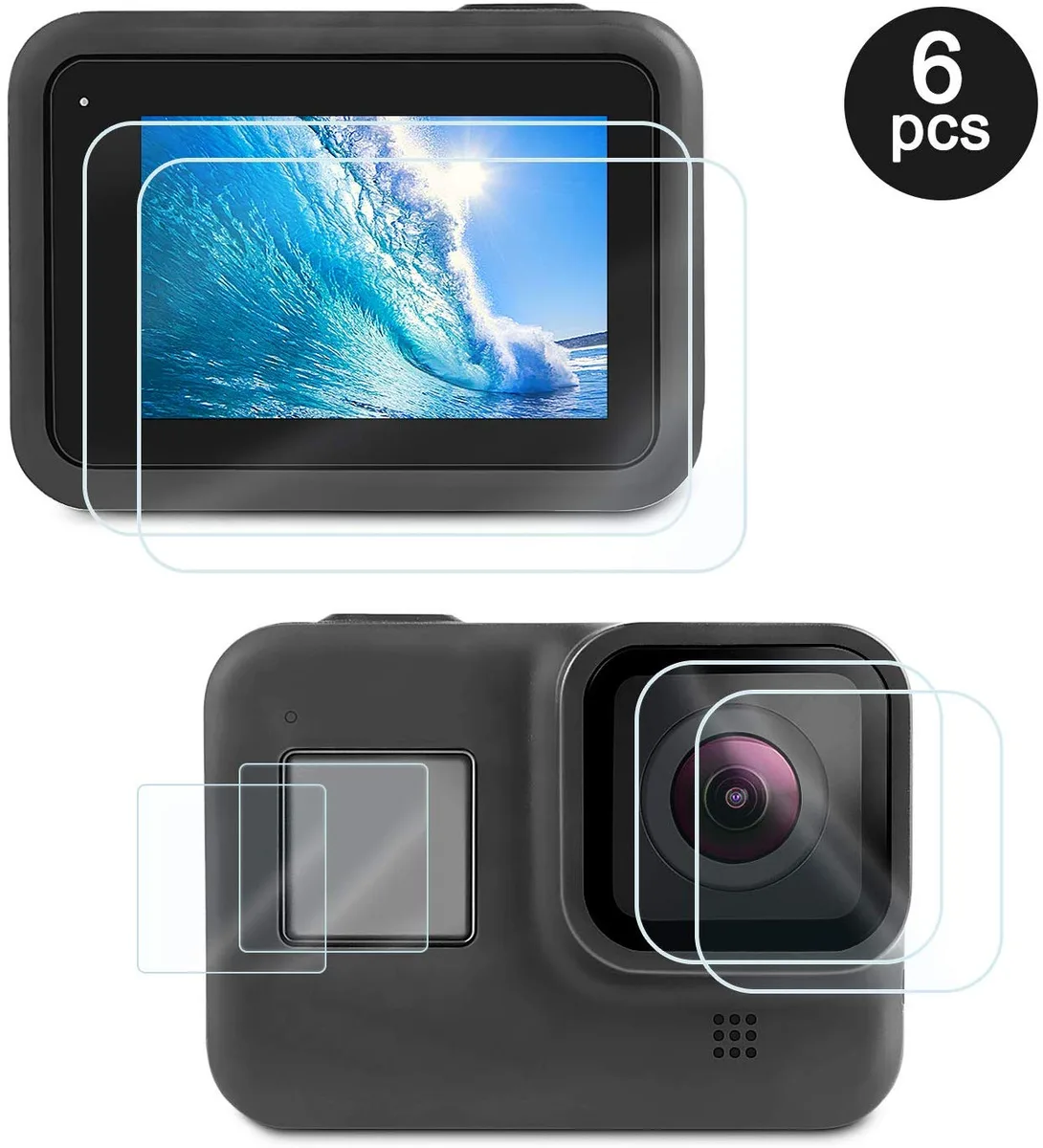 Werleo Werleo Screen Protector Kit for GoPro Hero 8 Black 4pcs Tempered Glass + 2pcs Lens Film camera accessory — product photo