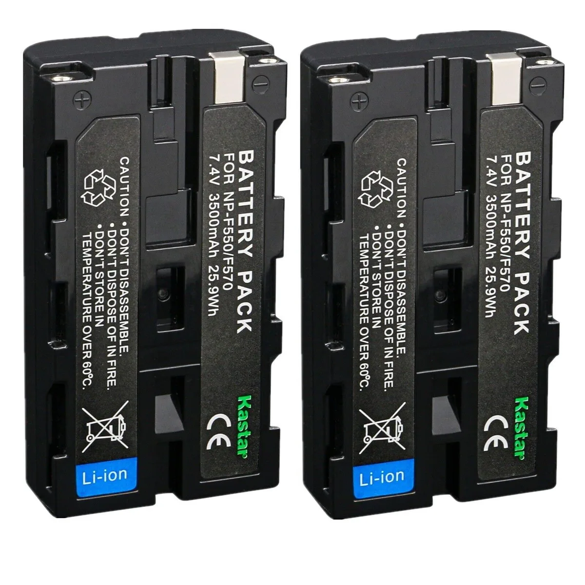  Kastar NP-F580 7.4V 3500mAh lithium-ion camera battery 2-pack — product photo