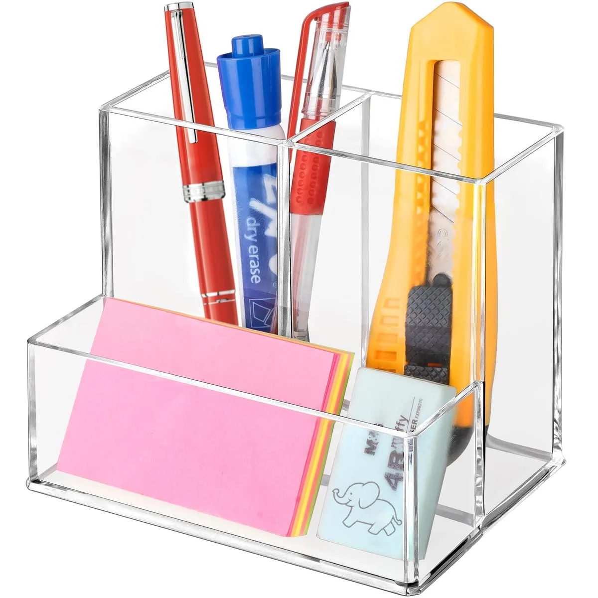  Banafich Clear Pen Holder 3 Compartments 12 Pack 5.1x3.4x3.8 in — product photo