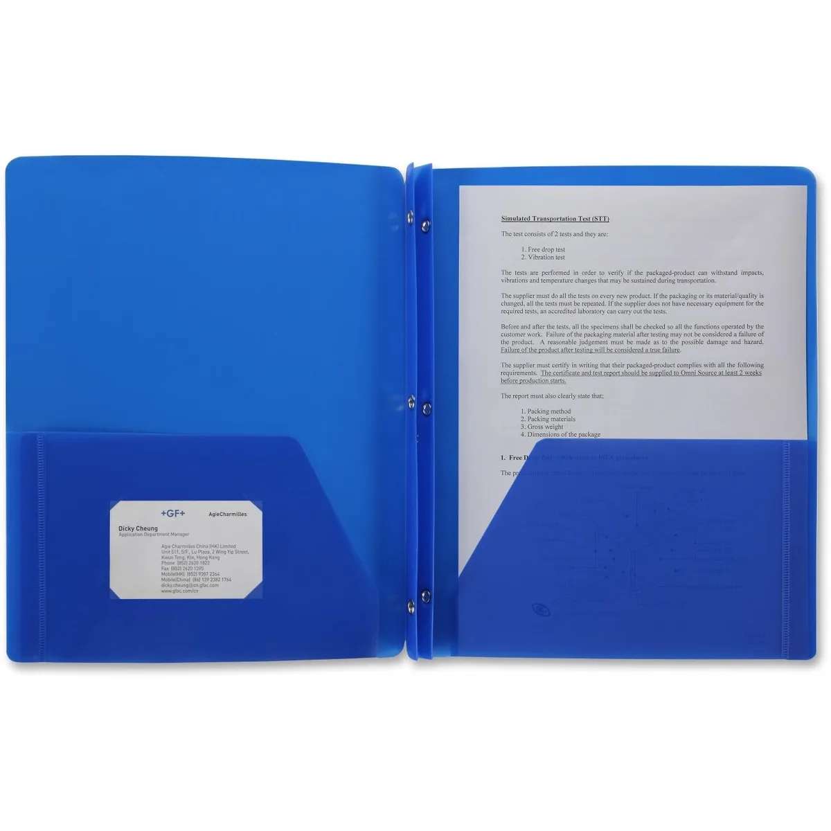 Business Source Business Source 20886 Poly Portfolio 3 Prong 2 Pockets .3mil Blue accessory — product photo