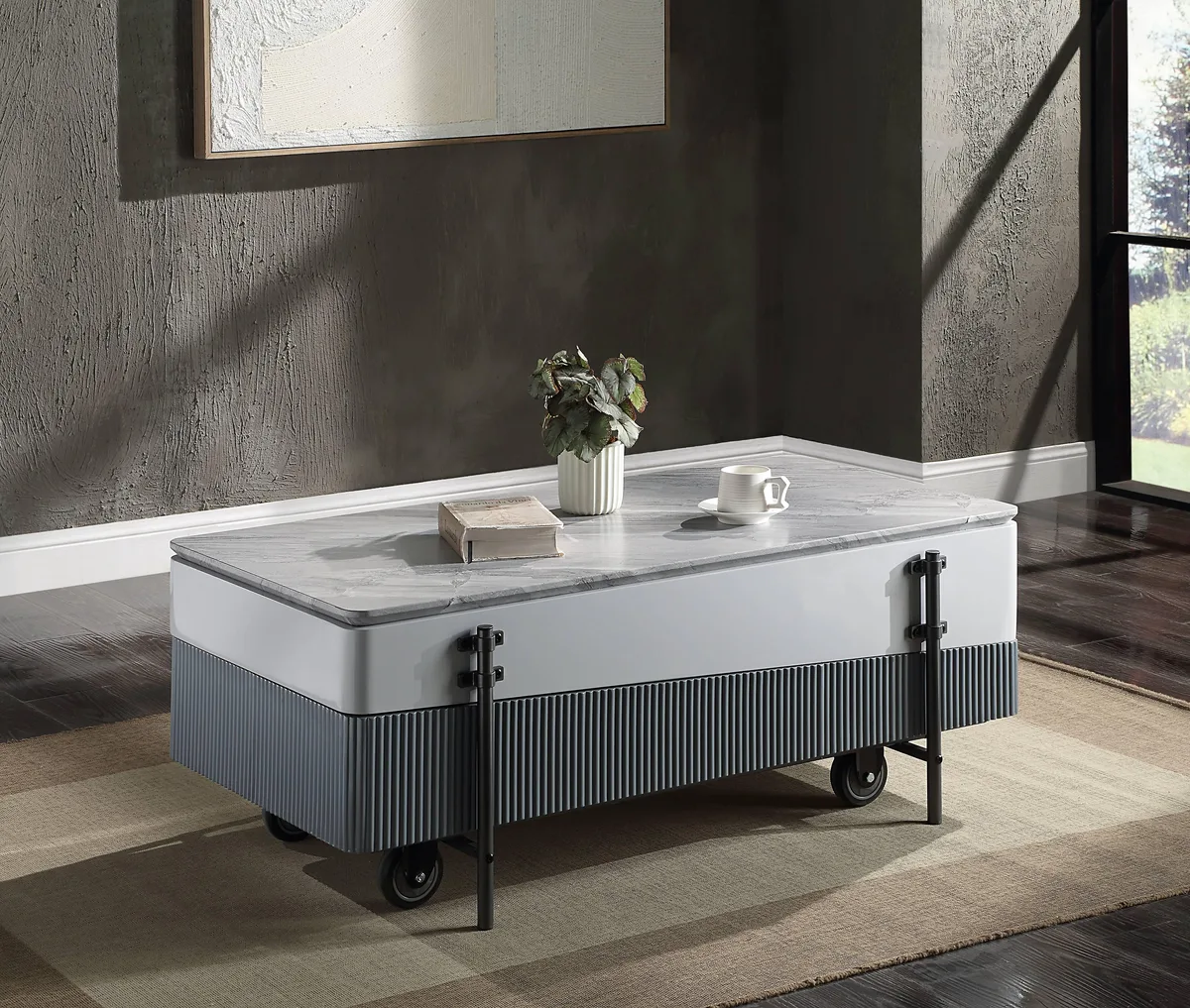 tuphen tuphen Grey and White High Gloss Occasional Table with Lift Top — product photo