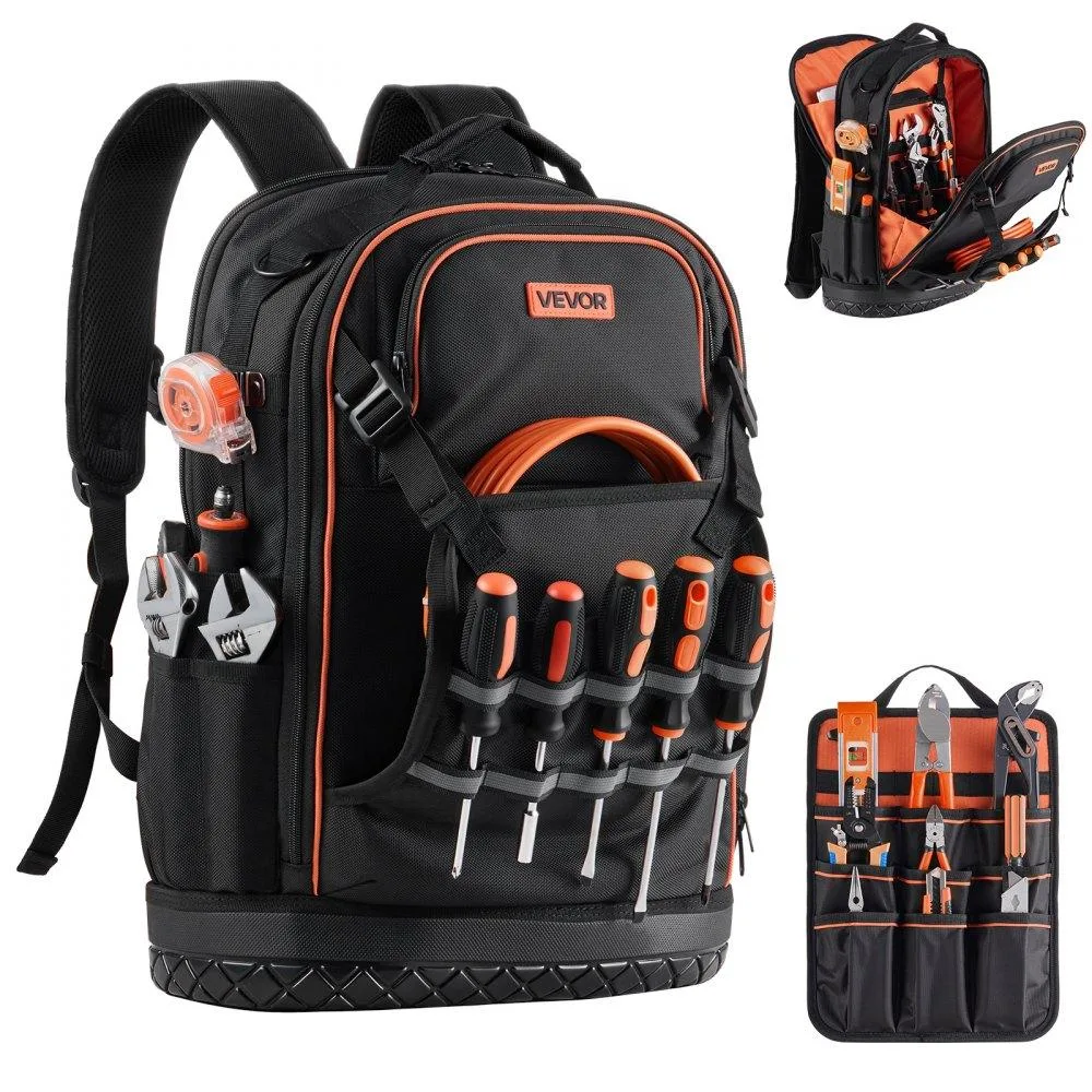VEVOR VEVOR Tool Backpack 65 Pockets 70 lbs 1680D Oxford Black Orange — product photo