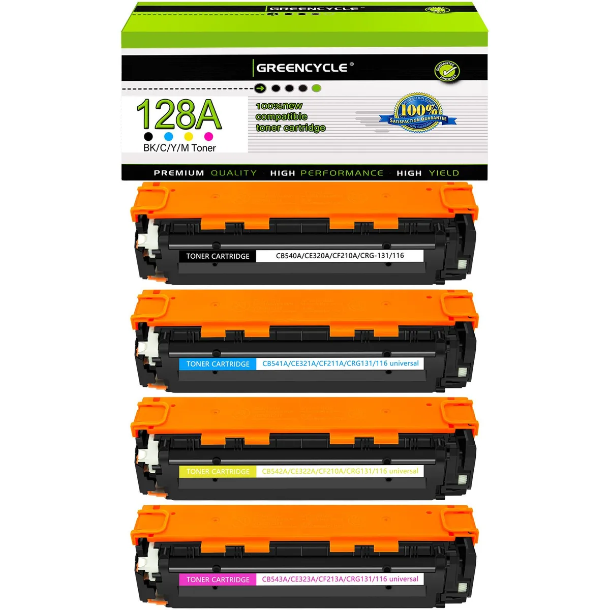 GREENCYCLE GREENCYCLE 128A 4 Pack Toner Cartridge CE320A CE321A CE322A CE323A — product photo