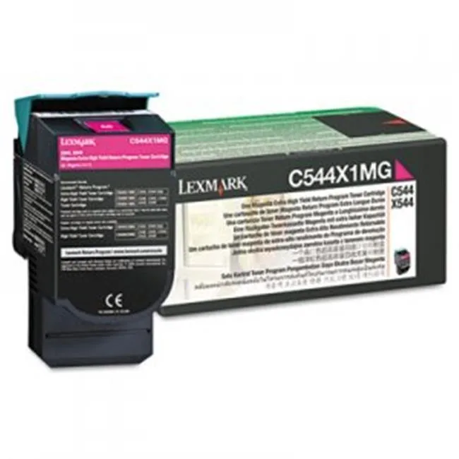 Lexmark magenta toner cartridge in rectangular box