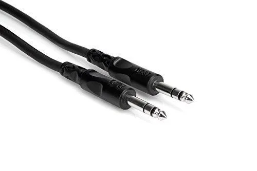 Black 15 ft balanced TRS cable with 1/4 inch plugs