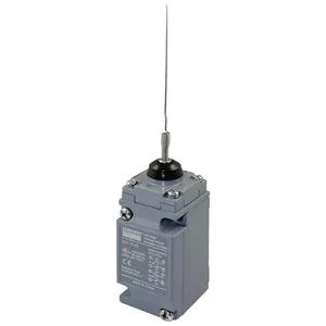 Dayton DPDT limit switch with cat whisker actuator, metal body, top-mounted wobble stick