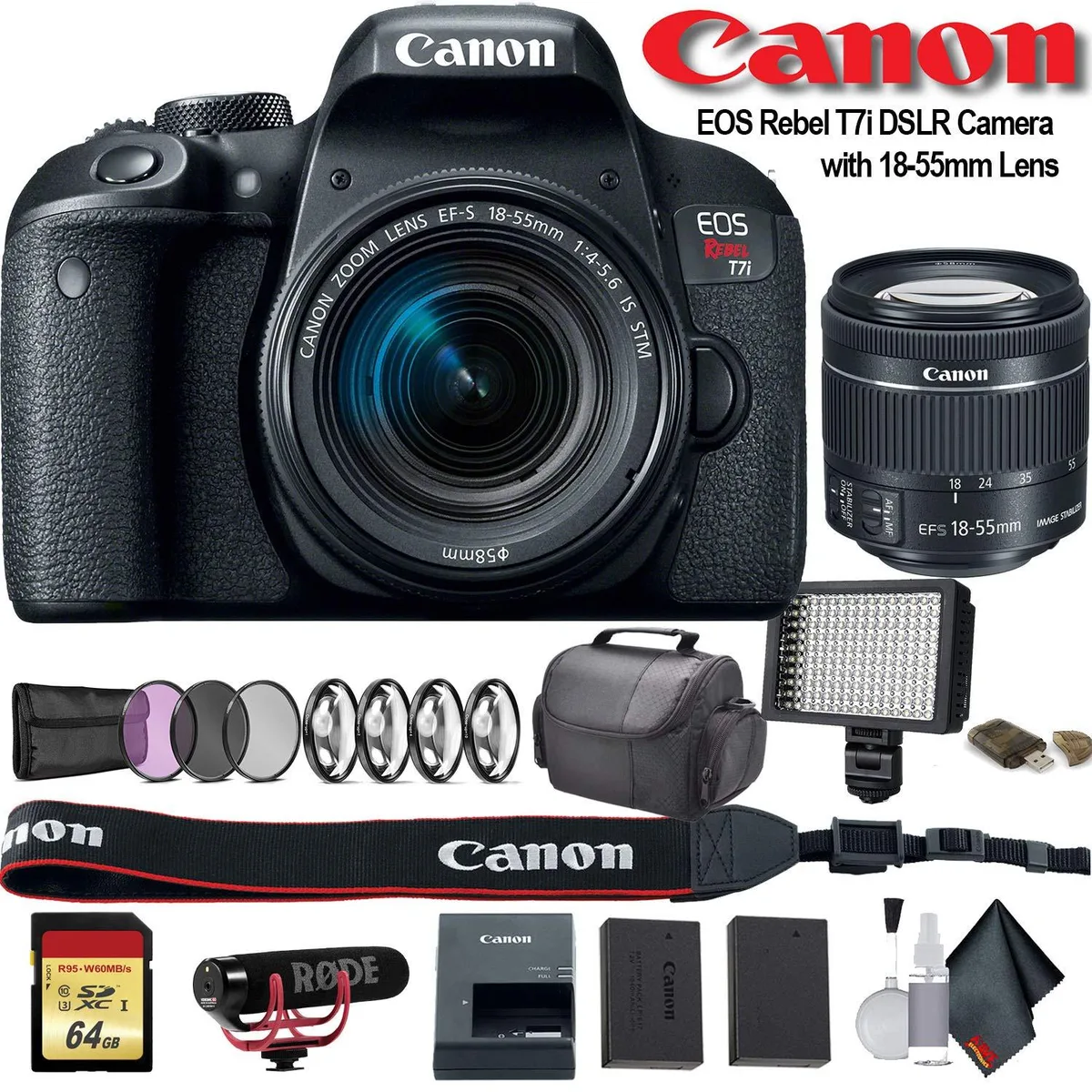 Canon International Canon International EOS Rebel T7i DSLR Camera 18-55mm Advanced Bundle — product photo