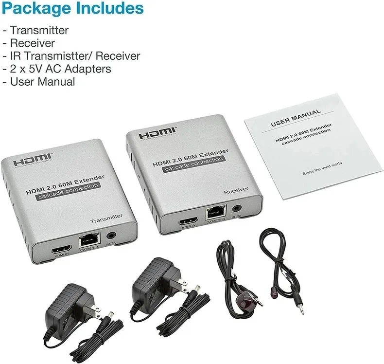 YINGHUA YINGHUA HDMI 2.0 Extender 60m 4K 60Hz Cat6/7 Cascade HDR HDCP 2.2 — product photo