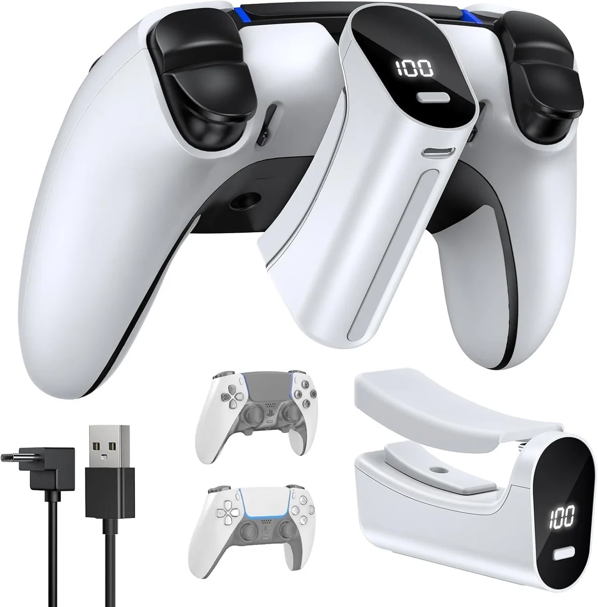 Werleo Werleo 7400mWh Rechargeable Battery Pack with LED Display for PS5 and PS5 Edge Controller — product photo