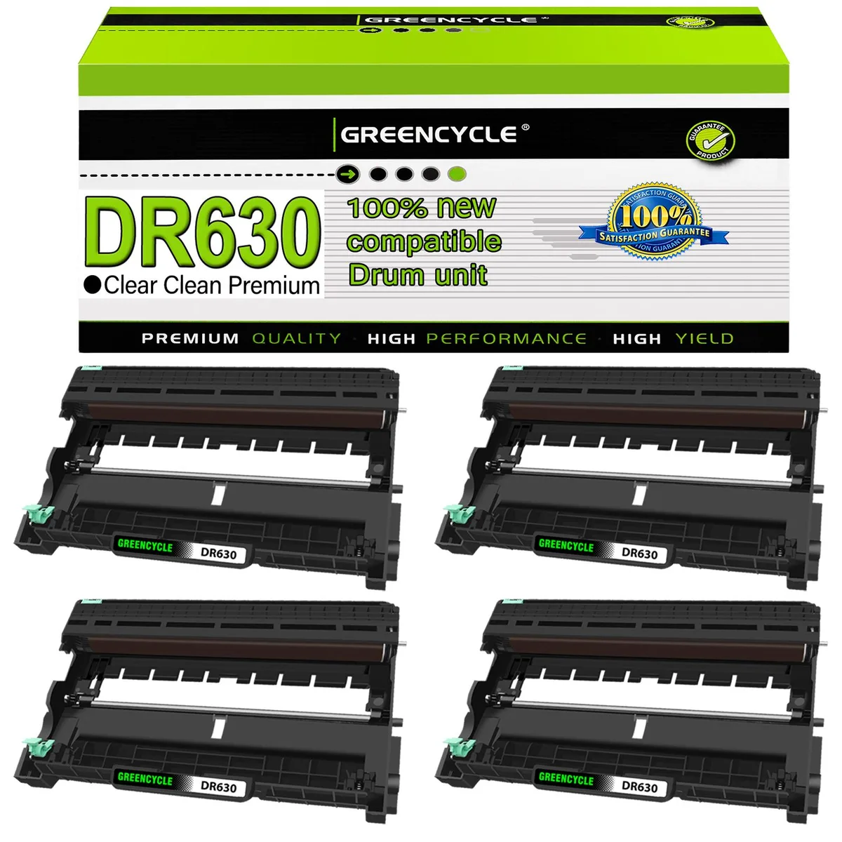 Four black drum units in a rectangular box