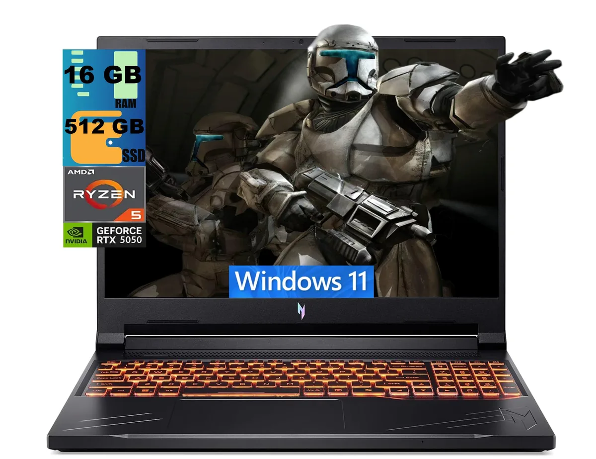 Acer America Acer America Nitro V 16 AI gaming laptop, 16" WUXGA 180Hz, Ryzen 5 240, RTX 5050 8GB — product photo