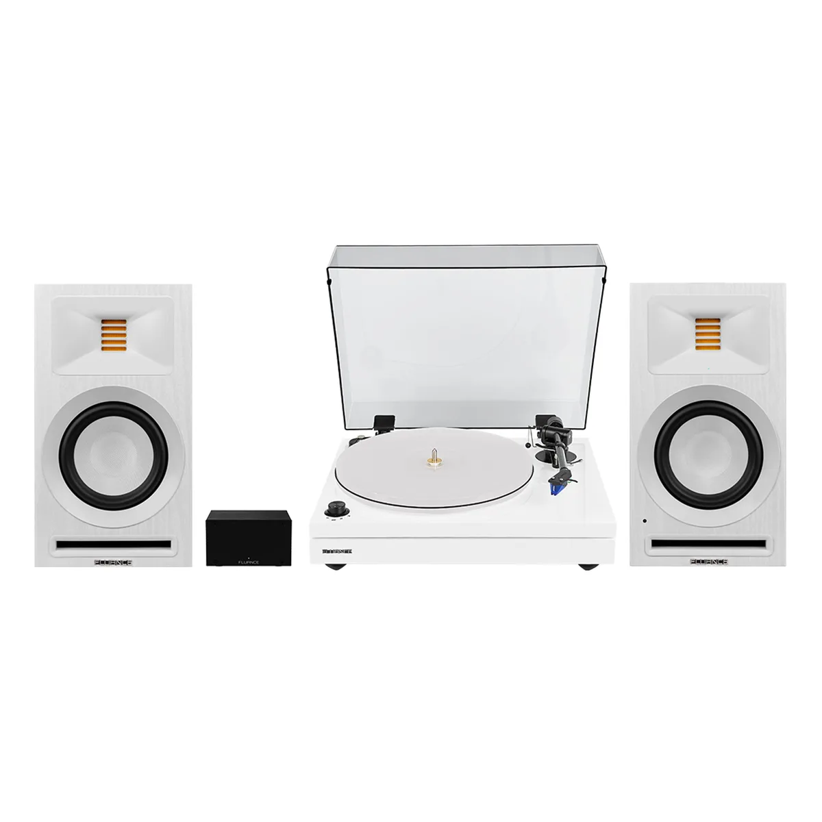Fluance Fluance RT87 Turntable with Ortofon 2M Blue, Ri71 Speakers, PA10 Preamp (Piano White) — product photo