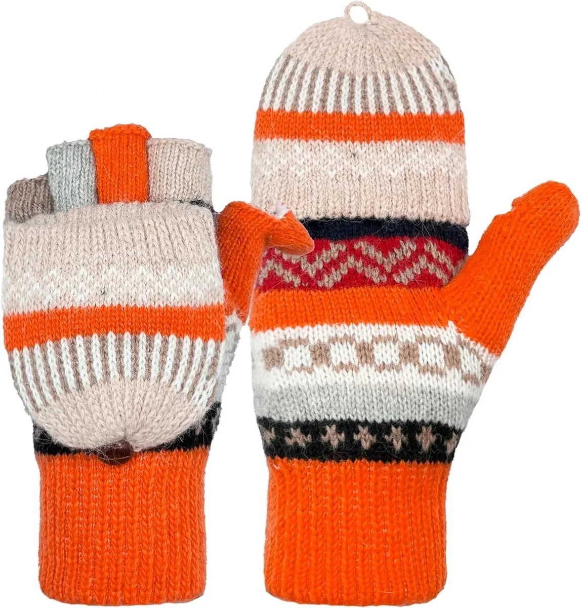 Tanvia Tanvia Convertible Fingerless Mittens Wool Acrylic Orange — product photo