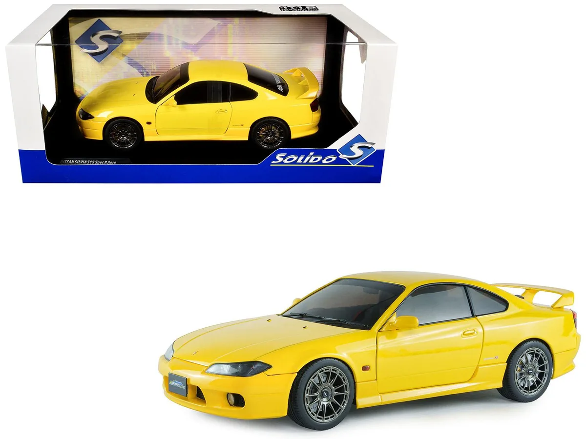 Solido Solido 1999 Nissan Silvia S15 Spec-R Aero RHD Lightning Yellow 1/18 Diecast Car — product photo