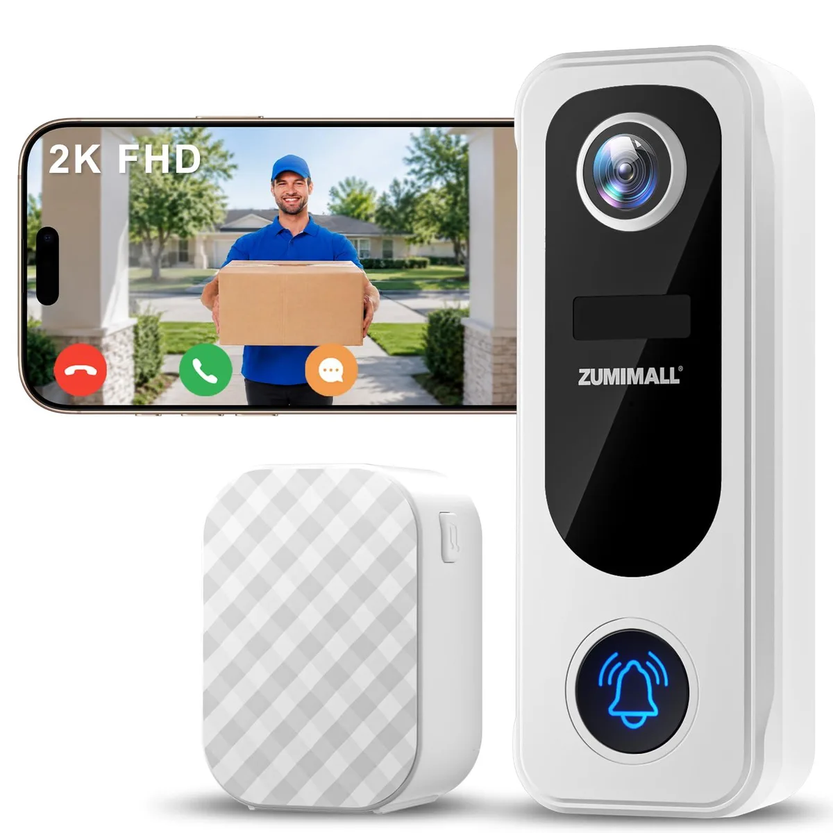 Clover P1 2K Wireless Surveillance Doorbell with Chime — product photo
