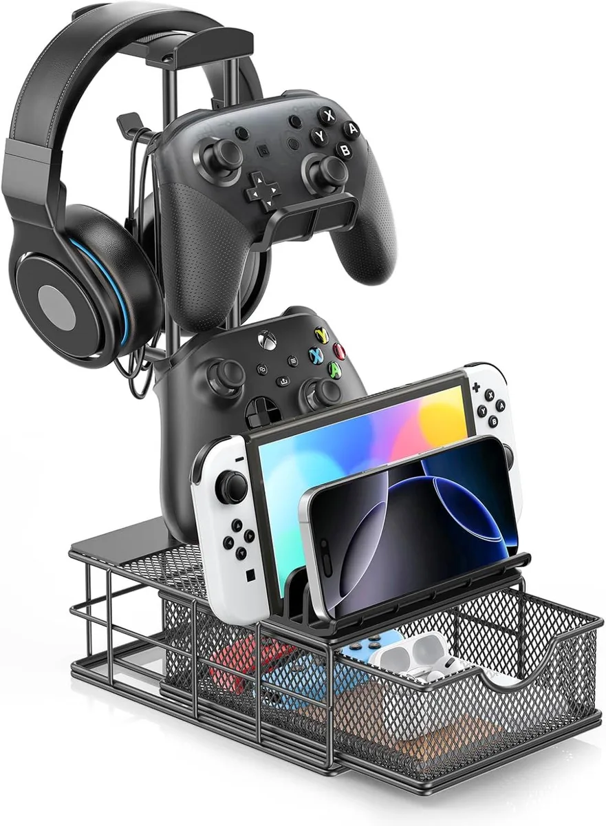 BFKK BFKK Headphone Stand with Drawer &amp; Cable Organizer — product photo