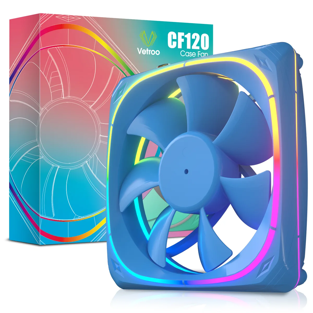 Vetroo Vetroo CF120 120mm case fan 1300 RPM 48.1 CFM ARGB blue — product photo