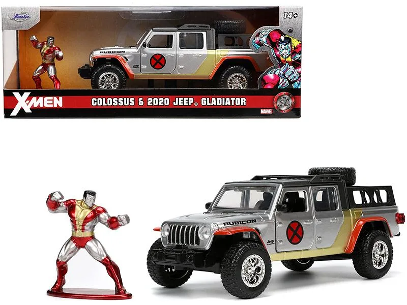 Jada Jada 2020 Jeep Gladiator Pickup Truck Silver &amp; Colossus Figurine X-Men Hollywood Rides 1/32 Diecast Vehicle — product photo