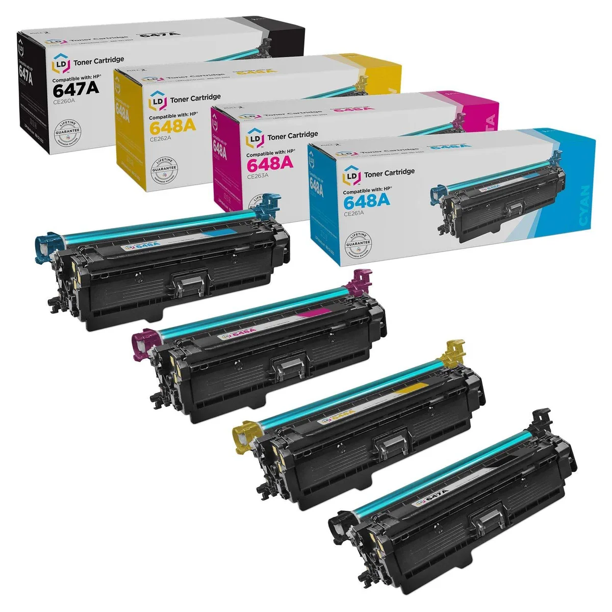 LD Products LD Products 647A 648A 4-Pack Toner Cartridges CE260A CE261A CE262A CE263A — product photo