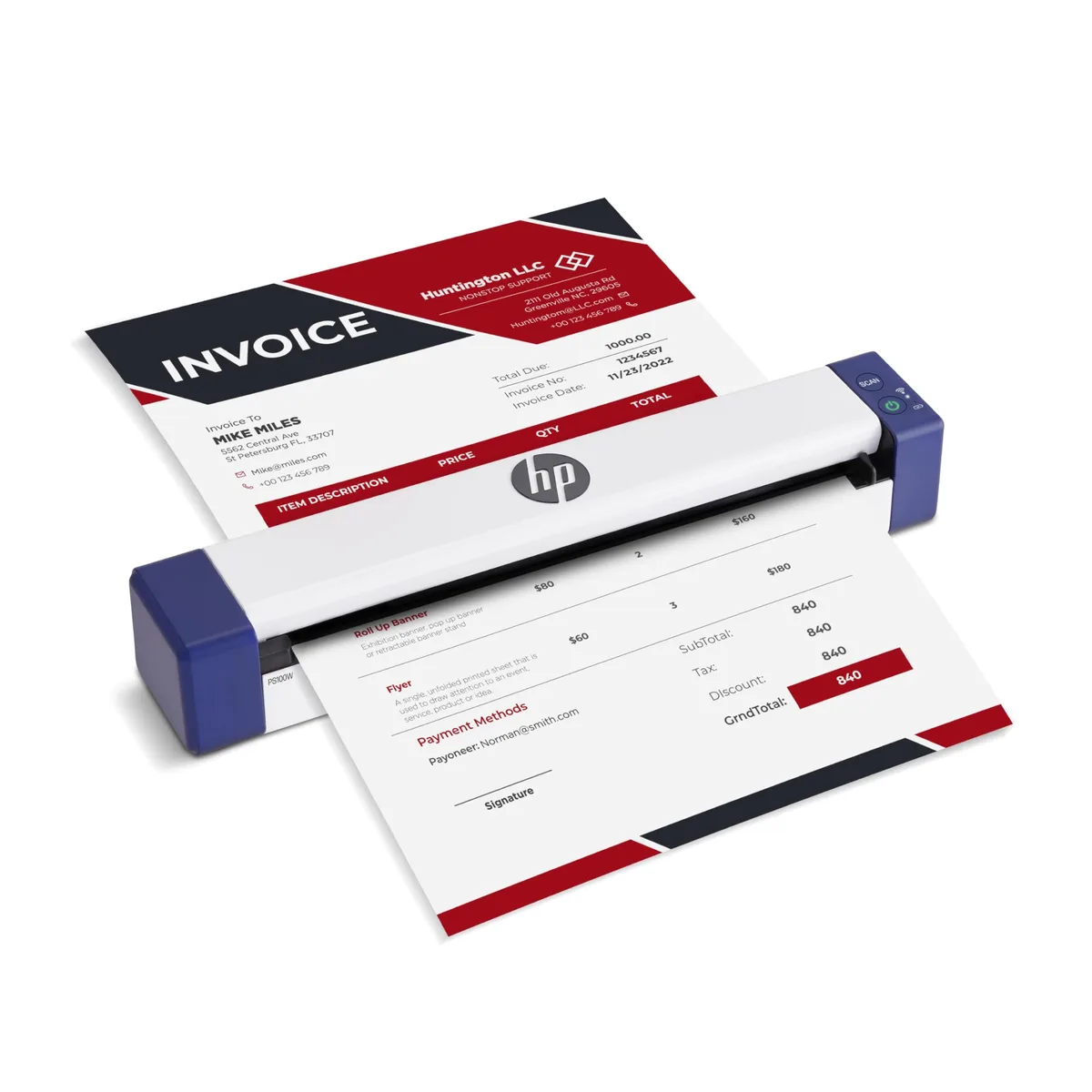 Compact white sheet-fed scanner with fold-out paper guides