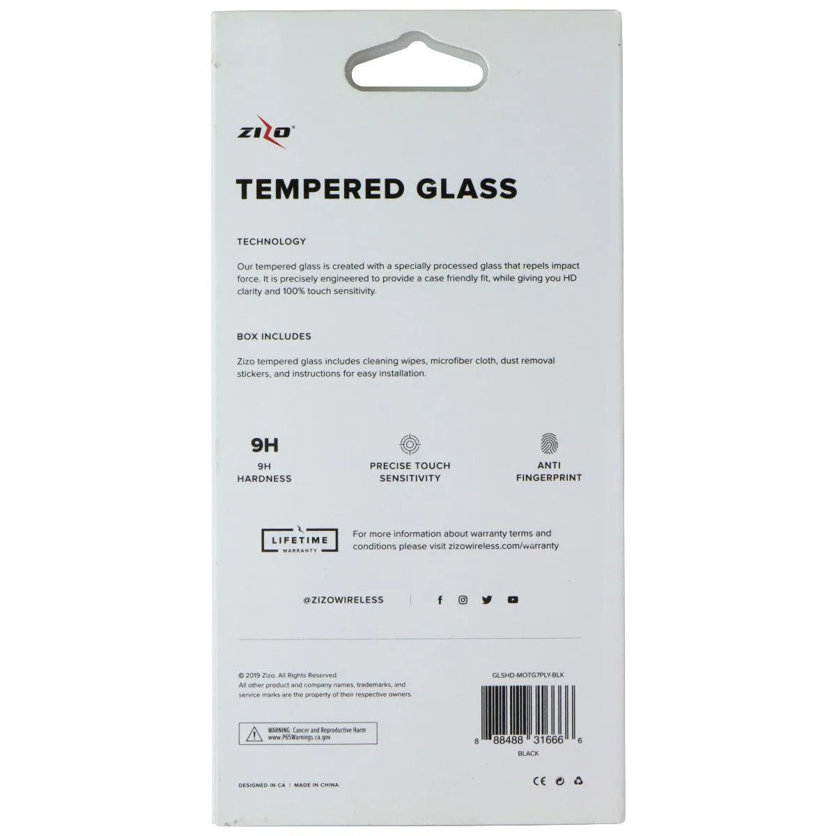 Zizo Zizo Tempered Glass Screen Protector Motorola Moto G7 Play Black — product photo