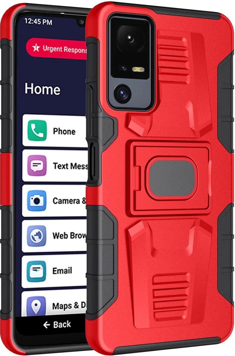 Nakedcellphone Nakedcellphone Rugged Ring Grip Case Red Jitterbug Smart 4 TCL 40XL — product photo