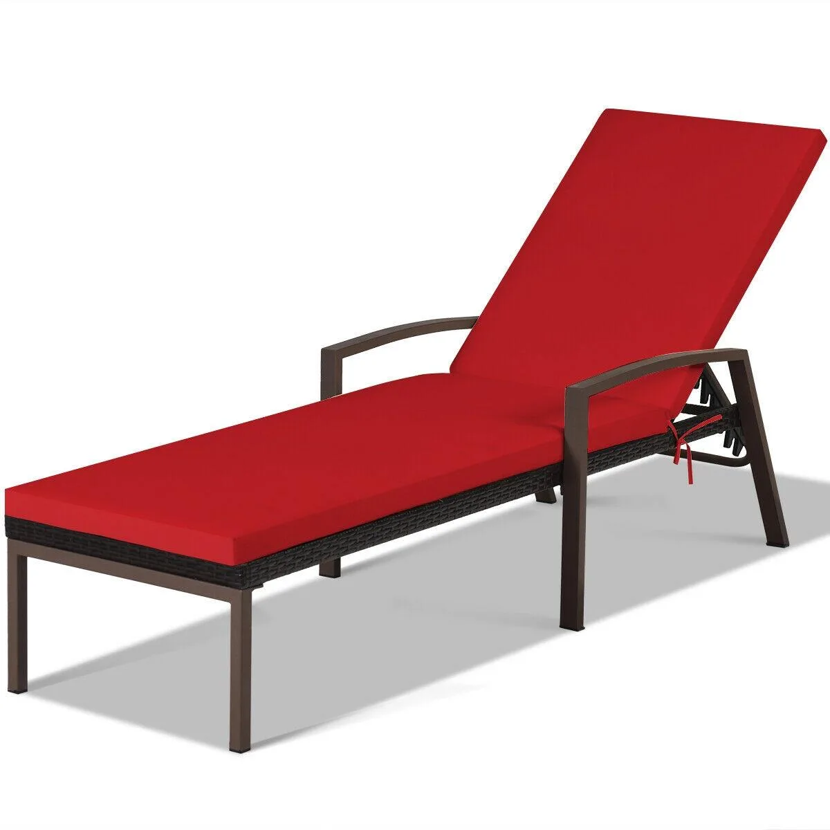 SlickBlue SlickBlue Patio Rattan Chaise Recliner Red 76" x 24" x (14"~38") 400lbs — product photo
