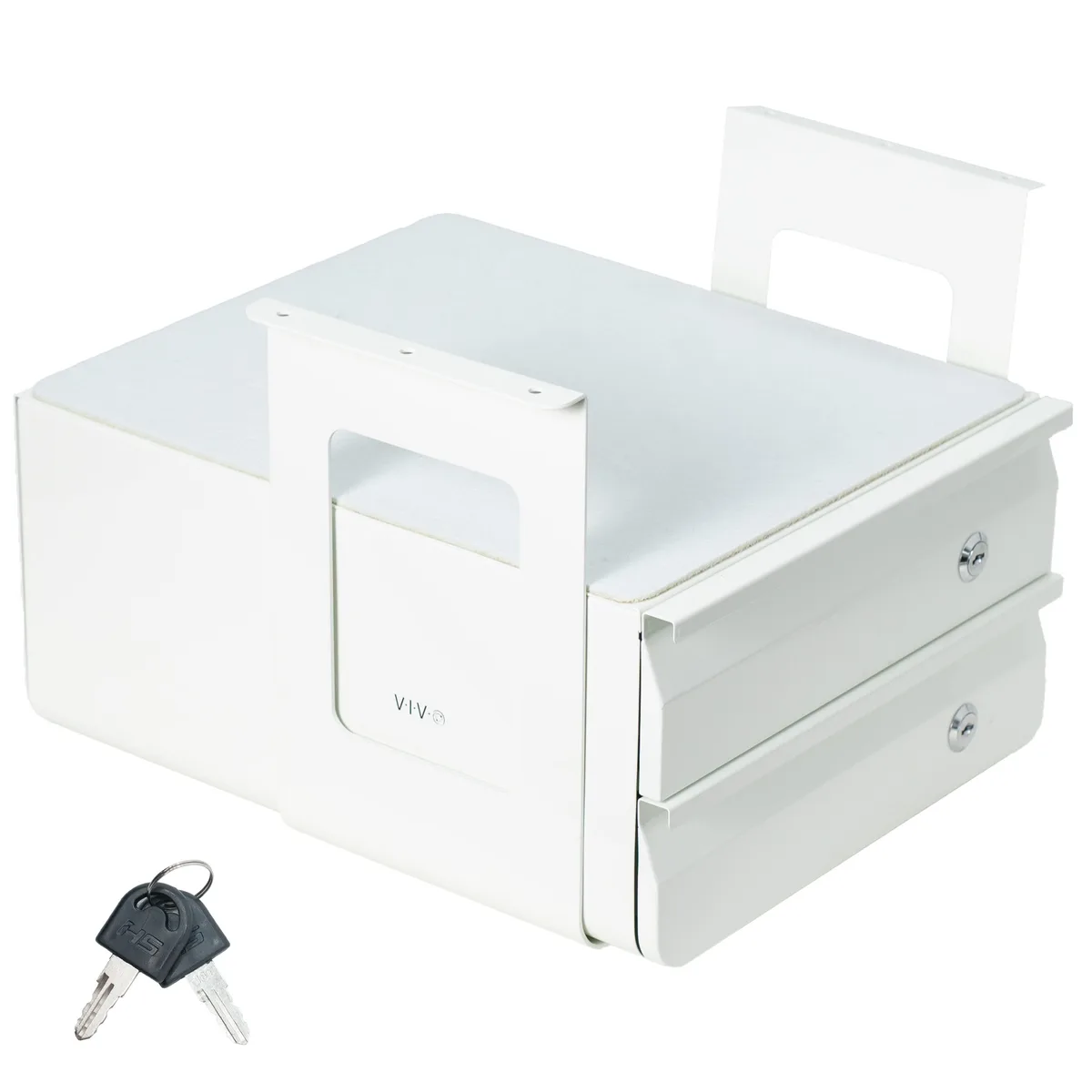 VIVO VIVO White Under Desk Lockable Pull Out Storage Drawers (2 drawers) — product photo