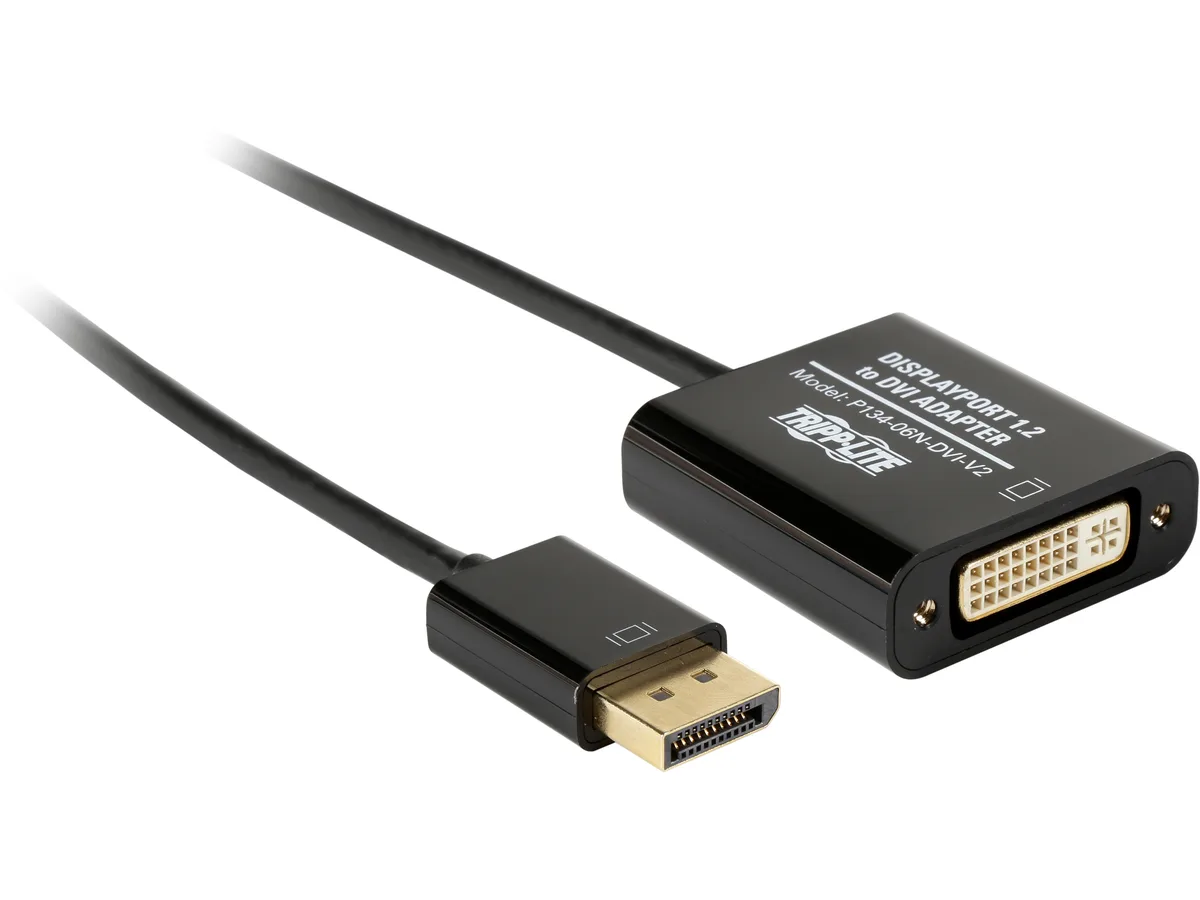 Tripp Lite Tripp Lite P134-06N-DVI-V2 DisplayPort 1.2 to DVI Active Converter 1920 x 1200 6 in audio video converter — product photo