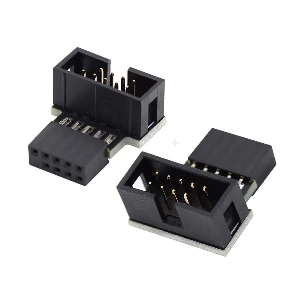 Fervit Fervit USB 2.0 10Pin 9Pin Header Male to Female 90° Modular Adapter Down &amp; Up Angled — product photo