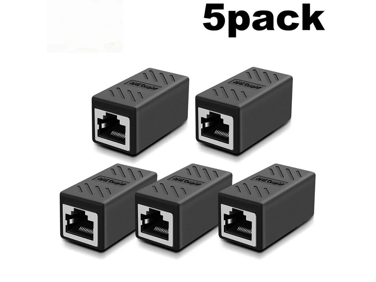 BUCIER BUCIER RJ45 Coupler Cat7 Cat6 Cat5e Black 5-pack — product photo