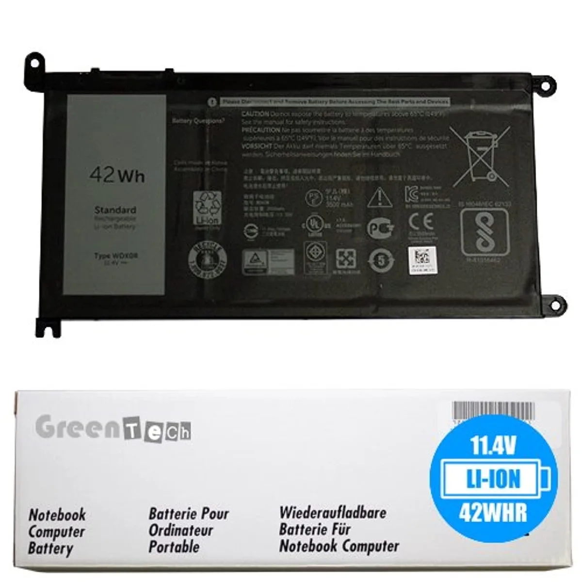 Tryhi Tryhi WDX0R laptop battery 11.4V 42Whr 3 cell 0FC92N 03CRH3 — product photo