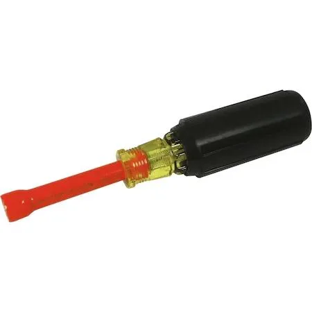 Gray Tools 8mm insulated nut driver, 6 inch shaft, orange over yellow cushioned grip