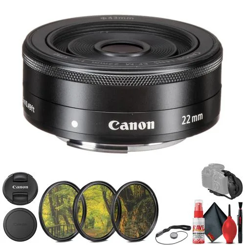 Canon Canon EF-M 22mm f/2 STM Lens with 3-Piece Filter Kit (5985B002) — product photo